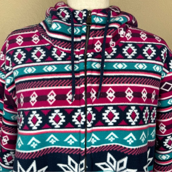 Blair Pink & Turquoise Fleece Hooded Jacket. Zippered & 2 Side Pockets. Size- 3X - Picture 10 of 13